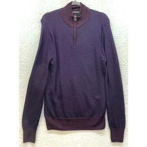 Bonobos Sweater Mens Medium Purple Merino Wool 1/4 Zip Casual Pullover Preppy